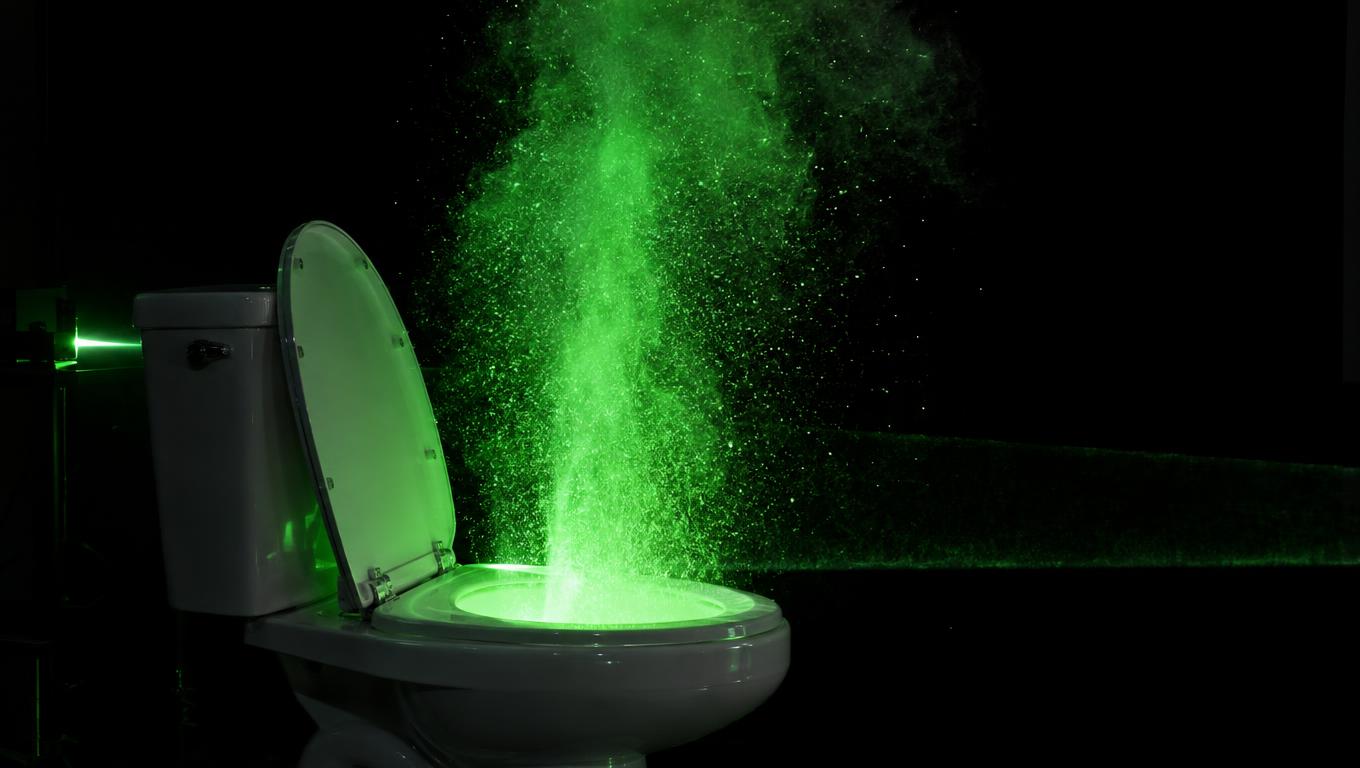 Visualisation laser de l’aérosol d’une chasse d’eau