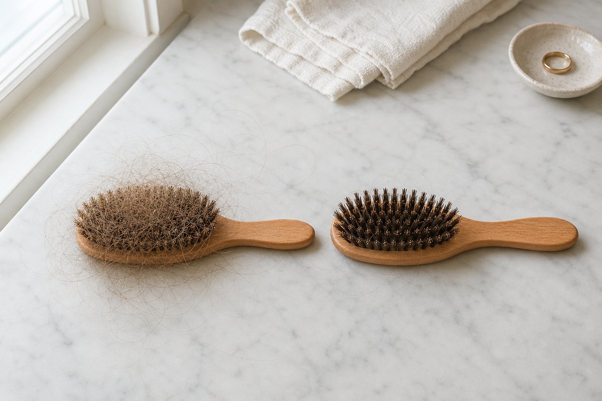 Comparaison de deux brosses à cheveux à une semaine et quatre semaines d’intervalle