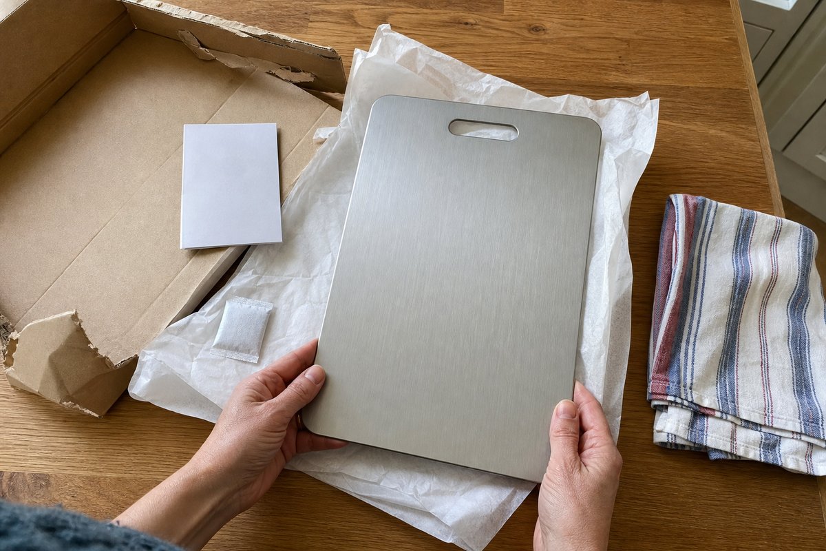 La planche Katori au moment du déballage, sur un plan de travail