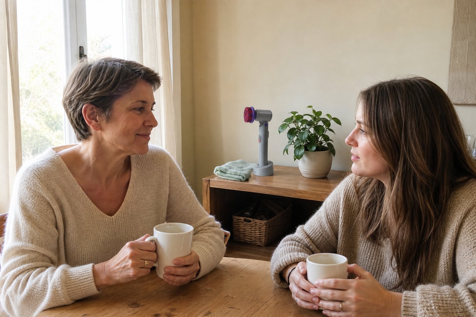La narratrice et sa fille discutent autour d&rsquo;un café